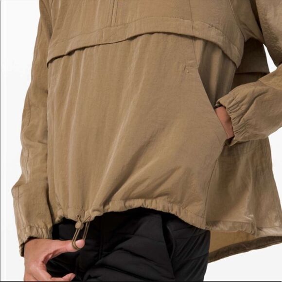 LuluLemon Seek Vistas Brown 1/2 Zip Nylon Hoodie Pullover Jacket in XS/S - Picture 4 of 11